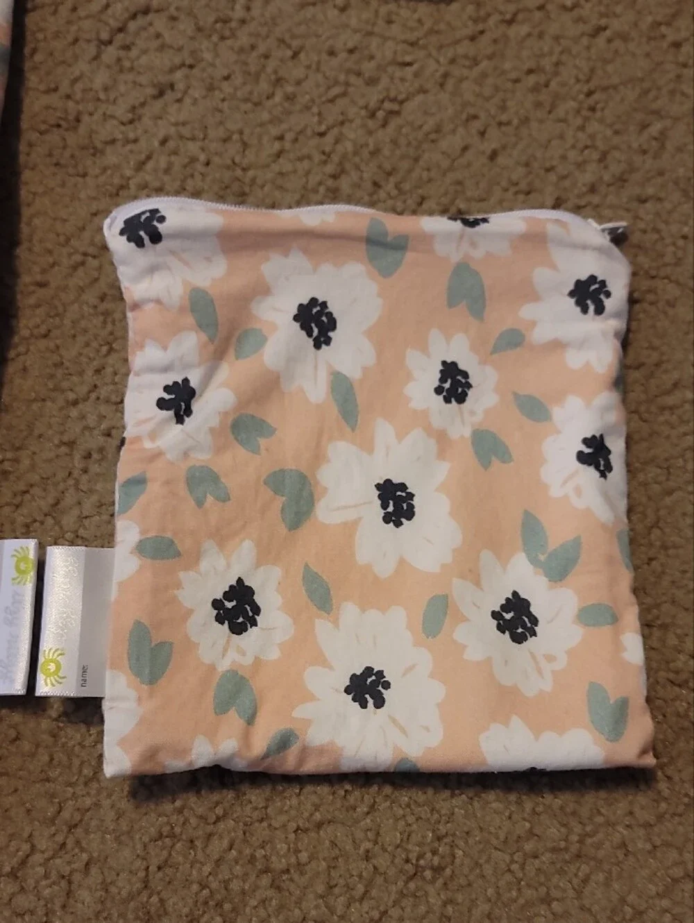 Itzy Ritzy Peach Floral Kids Wet Bag with Wrist Strap
